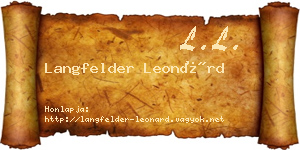 Langfelder Leonárd névjegykártya