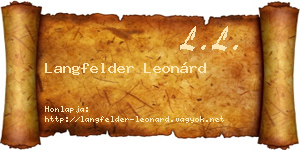 Langfelder Leonárd névjegykártya
